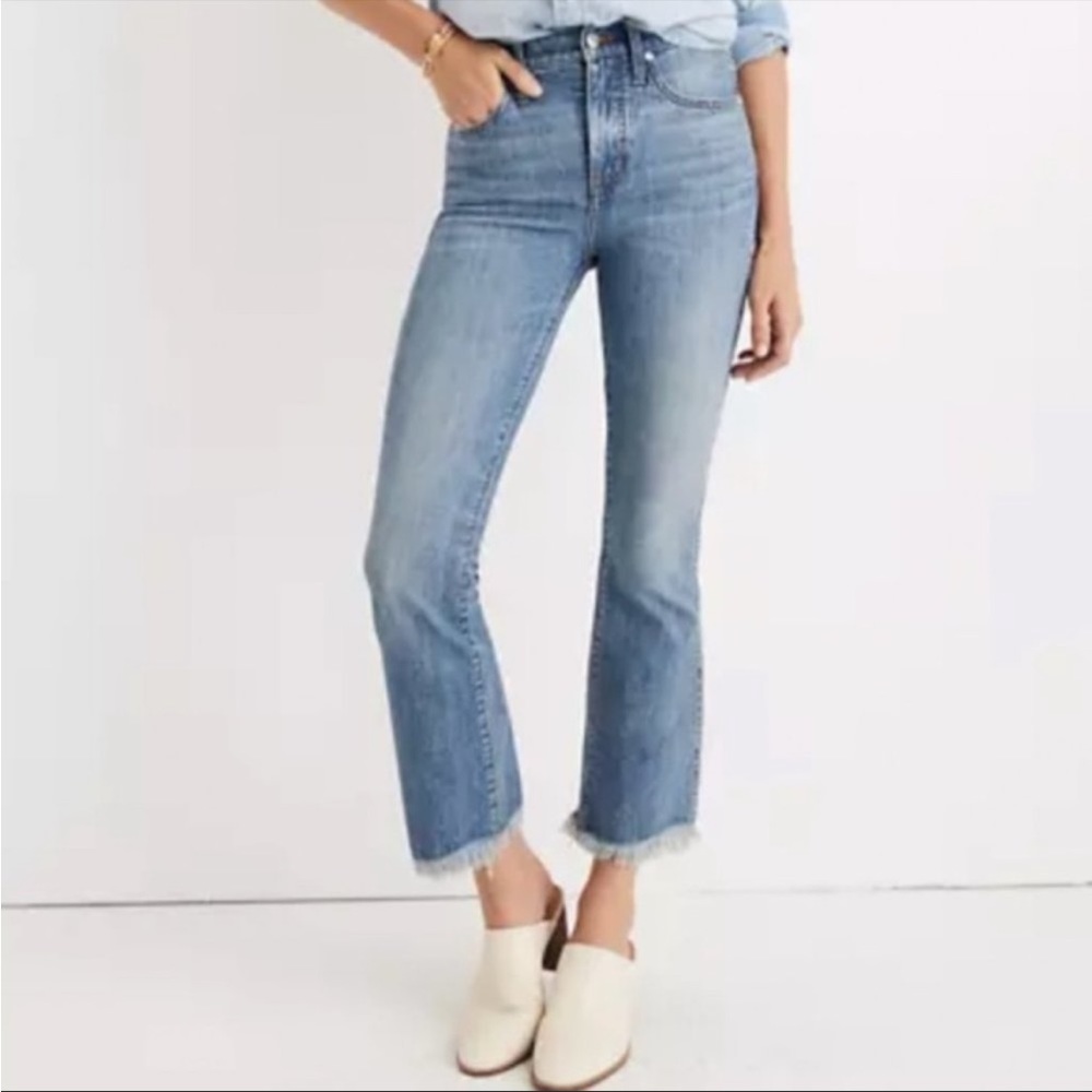 MADEWELL CALI DEMI-BOOT high rise stretch denim fringe hem cropped jeans sz 25